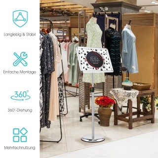 Costway Σετ 2 Ρυθμιζόμενες Βάσεις Πινακίδων Α3 με Περιστροφή Ασημί ...