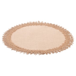 Villa dEste Home Στρογγυλό σουπλά 38 εκ. από γιούτα με κεντημένο πε...