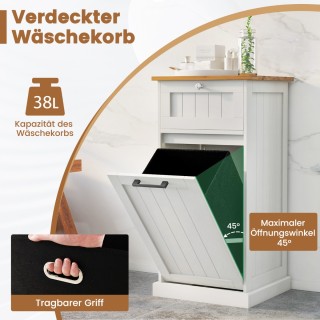 Costway Μοναδικό ντουλάπι μπάνιου με συρτάρι και καλάθι ρούχων από ...