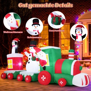 Costway 350 εκ. Φουσκωτό Χριστουγεννιάτικο Τρένο με Άγιο Βασίλη, Χι...
