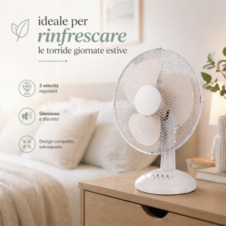 BAKAJI Αυτόνομος Επιτραπέζιος Ανεμιστήρας Χρώματος Άμμου, Ισχύς 45W...