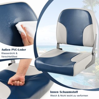 Costway Σετ 2 Καθισμάτων Βάρκας με Μαξιλαράκια Ανθεκτικά στις Καιρι...