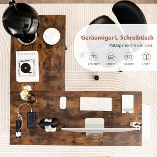 Costway Γραφείο σε σχήμα L με πρίζες & θύρες USB 120 x 120 x 75 εκ....