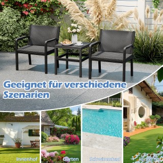 Costway Σετ Έπιπλα Μπαλκονιού Από Ρατάν 3τμχ Αδιάβροχο 50 x 50 x 52...