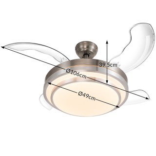 BAKAJI  Ανεμιστήρας Οροφής με Φωτιστικό 4 Αναδιπλούμενες Λεπίδες LE...