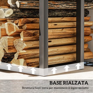 Outsunny  Ρυθμιζόμενη Μεταλλική Ξυλοθήκη Εσωτερικού και Εξωτερικού ...