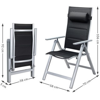 BAKAJI Σετ 2 Καρέκλες Κήπου Αλουμινίου Υψηλής Πλάτης Επιπλέον Επένδ...