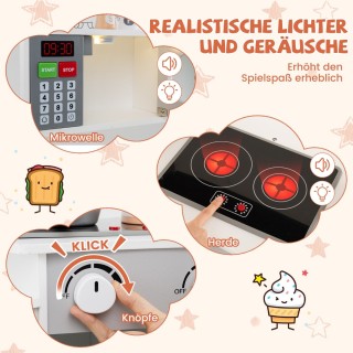 Costway Ξύλινη Γωνιακή Παιδική Κουζίνα με Φώτα, Ήχους και Αξεσουάρ ... Costway Ξύλινη Γωνιακή Παιδική Κουζίνα με Φώτα, Ήχους και Αξεσουάρ ...