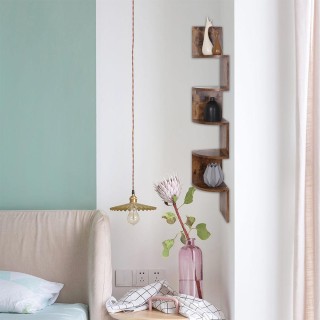 BAKAJI  Βιβλιοθήκη Ράφια Τοίχου Γωνιακή Μοντέρνα 5 Ράφια Βιομηχανικ...