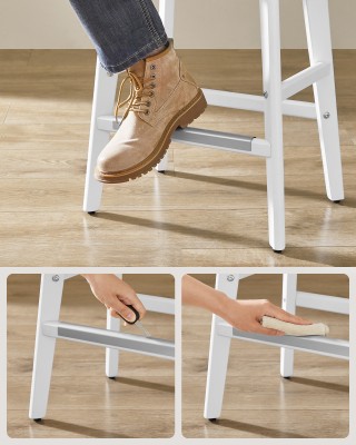 Σετ 2 Σκαμπό VASAGLE, 66cm, Ξύλινα Πόδια, Δερμάτινα, Γκρι Σετ 2 Σκαμπό VASAGLE, 66cm, Ξύλινα Πόδια, Δερμάτινα, Γκρι