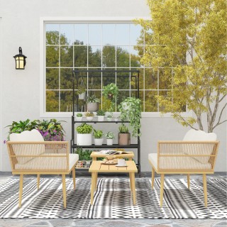 Outsunny Σετ Σαλονάκι Εξωτερικού Χώρου από Ρατάν PE με 2 Καναπέδες ...