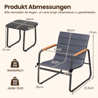 Costway Σετ Μπιστρό 3 Τεμαχίων για Βεράντα με Τραπέζι με Γυάλινη Επ...