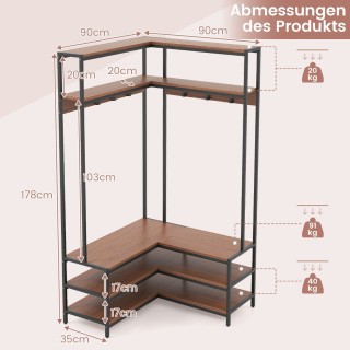 Costway Γωνιακή Κρεμάστρα Ρούχων με Ράφια και Γάντζους για Οργάνωση... Costway Γωνιακή Κρεμάστρα Ρούχων με Ράφια και Γάντζους για Οργάνωση...