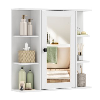 Costway Καθρέφτης Μπάνιου με Ντουλάπι, 3 Εσωτερικά Ράφια και 6 Ανοι...