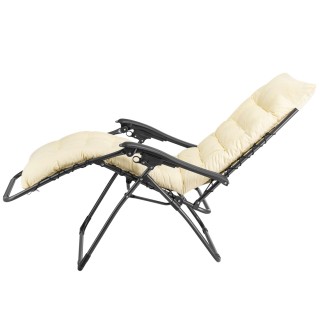 BAKAJI Πτυσσόμενη Καρέκλα Κήπου με Μαξιλάρι και Μεταλλικό Σκελετό Μ...