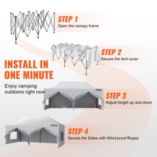 Τέντα VEVOR 10x20FT με Πλευρικά Τοιχώματα & Τσάντα Λευκή  DCSYPBS10...