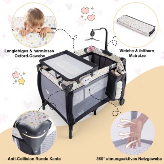 Costway  Πολυλειτουργικό Παιδικό Κρεβάτι Ταξιδιού 3-σε-1 με Αλλαξιέ...