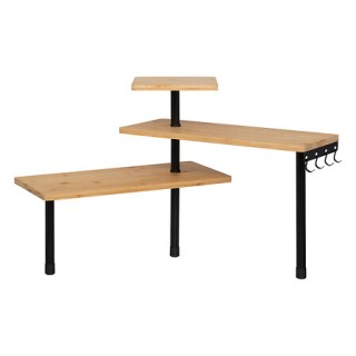 Γωνιακή Ραφιέρα 3 Επιπέδων από Μπαμπού & Μαύρο Ανοξείδωτο Ατσάλι 43... Γωνιακή Ραφιέρα 3 Επιπέδων από Μπαμπού & Μαύρο Ανοξείδωτο Ατσάλι 43...