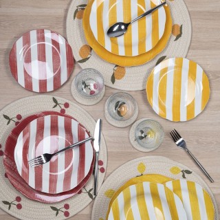 Villa DEste  Σετ 6τμχ Επίπεδο πιάτο από πορσελάνη με κυματιστό μπλε...