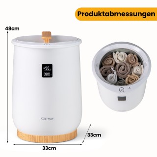 Costway Λευκός Ζεσταίνων Κάδος Πετσετών 20L με Διαστάσεις 33x33x48 ...