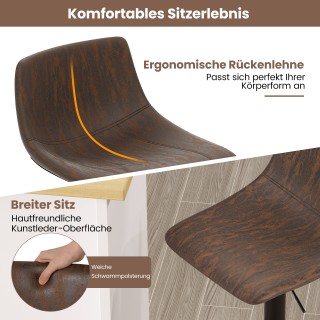 Costway Σετ 2 Ρυθμιζόμενα Περιστρεφόμενα Σκαμπό Μπαρ με Πλάτη και Υ...