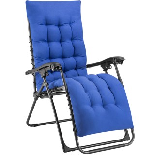 BAKAJI Πτυσσόμενη Καρέκλα Κήπου με Μαξιλάρι και Μεταλλικό Σκελετό Μ...