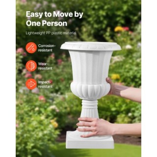 VEVOR Λευκές Πλαστικές Ζαρντινιέρες 25 x 42 εκ. με Ανάγλυφο Σχέδιο ...