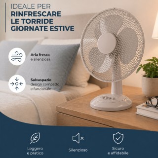 BAKAJI Επιτραπέζιος Ανεμιστήρας Διαμέτρου 30cm, Ισχύς 35W, Χρώμα Σα...