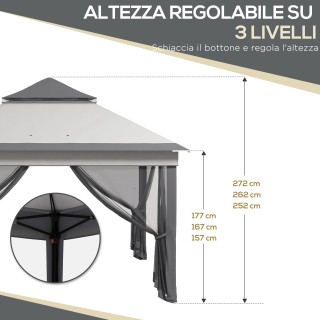 Outsunny Κιόσκι με Ρυθμιζόμενη Κουνουπιέρα σε 3 Επίπεδα, από Ατσάλι...