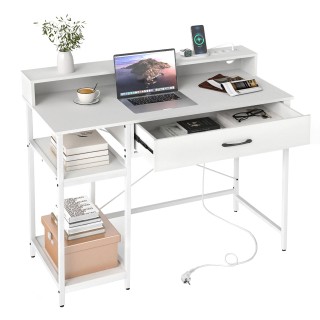 Costway Γραφείο Υπολογιστή με Ενσωματωμένες Πρίζες, Συρτάρι & 2 Ανο...