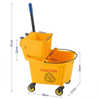 BAKAJI Επαγγελματικό Καρότσι Καθαρισμού με Κουβά 23 Λίτρων και Ρόδε...