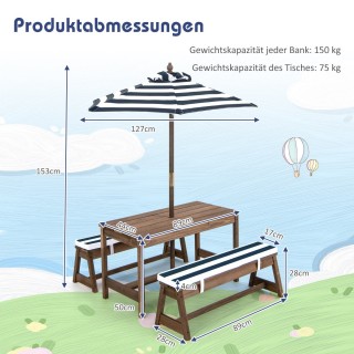 Costway τραπέζι πικνίκ με ομπρέλα & παγκάκια σετ τραπεζιού και πάγκ... Costway τραπέζι πικνίκ με ομπρέλα & παγκάκια σετ τραπεζιού και πάγκ...