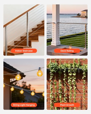 VEVOR Κιτ Συρματόσχοινου 4.76mm, 61m, Ανοξείδωτο Ατσάλι 304, Αντοχή...