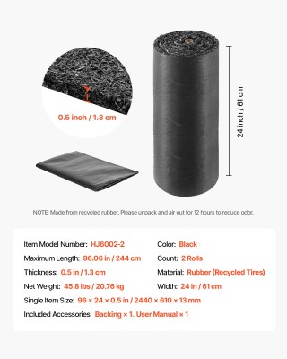 VEVOR Ρολό Καουτσούκ Μουλτς 2 Τεμάχια 244 x 61 εκ. Αντιζιζανικό Χαλ...