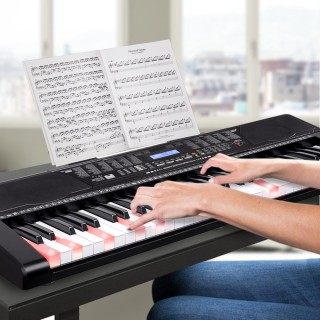 BAKAJI Ηλεκτρονικό Πιάνο Πιανόλα 61 Φωτιζόμενα Πλήκτρα Πιάνο με Aux...