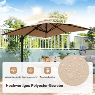 Costway Ορθογώνια Ομπρέλα Κρεμαστή 250 x 250 cm με Μανιβέλα Μπεζ NP...