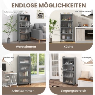 Costway Ψηλό ντουλάπι κουζίνας με ρόδες, αναδιπλούμενες πόρτες, ρά... Costway Ψηλό ντουλάπι κουζίνας με ρόδες, αναδιπλούμενες πόρτες, ρά...