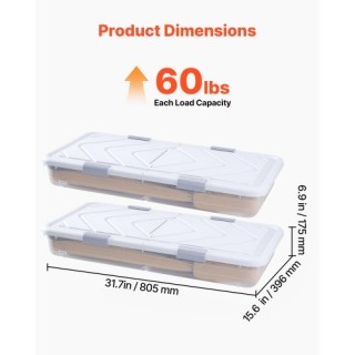 VEVOR Καρότσι Αποθήκευσης κάτω από το Κρεβάτι με Ρόδες (Σετ 4) CDCW...