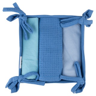 Villa dEste Home Σετ 3 Βαμβακερών Πανιών με Καλάθι Αποχρώσεις του Ω...