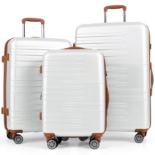 Costway Σετ 3 Σκληρών Βαλιτσών με Κλειδαριά TSA, Τηλεσκοπική Λαβή Α...