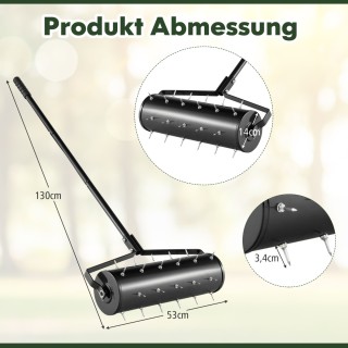 Costway Χειροκίνητος Αεριστής Γκαζόν με Χερούλι & Καρφιά 53 x 130 ε...