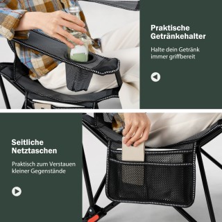 Costway Πτυσσόμενη Καρέκλα Camping με Ρυθμιζόμενη Πλάτη και Αποσπώμ...