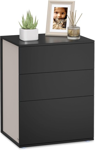 VASAGLE Μοντέρνο Κομοδίνο 45x35x58.7cm με 3 Συρτάρια, Χωρίς Εργαλεί...