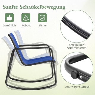 Costway Σετ Μπαλκονιού 3 τεμ. με 2 Καρέκλες και Τραπέζι σε Μπλε Από...