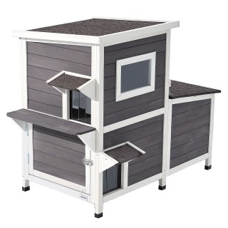 VEVOR Διώροφη Ξύλινη Κατοικία Γάτας για Εξωτερικούς Χώρους, Διαστάσ...