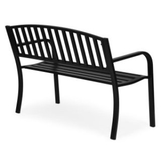 MULTIGARDEN Μεταλλικό παγκάκι κήπου με πλάτη 120x50 εκ. μαύρο, τύπο...