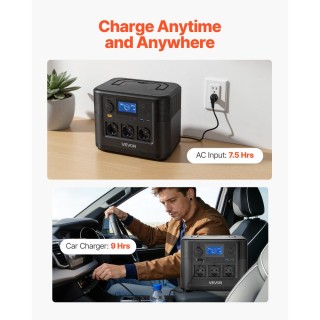 VEVOR Φορητός Σταθμός Ενέργειας 1200W, Γεννήτρια 806Wh LiFePO4 με 9...