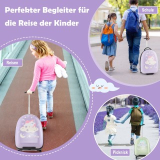 Costway  Πολύχρωμη Παιδική Χειραποσκευή με Σκληρό Κέλυφος και Σχέδι...