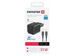 SWISSTEN Φορτιστής GaN 1x USB-C 35W με Υποστήριξη Γρήγορης Φόρτισης...