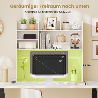 Costway Λευκή Επίστρωση Γραφείου 94 x 24 x 85 εκ. με 6 Ράφια, 3 Επί...